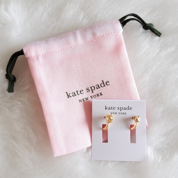 Kate Spade ♠️ House Cat Mouse Huggies Earrings - Picture 3 of 5